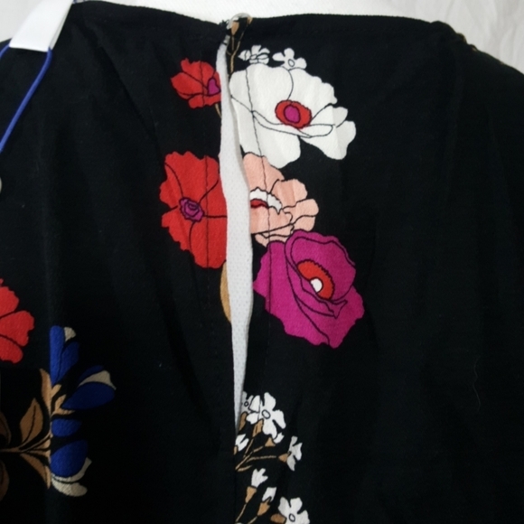 Popsugar tie waist dress in black falling floral mini summer - Picture 5 of 6